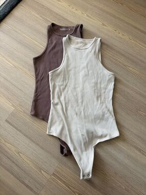 Abercrombie soft A&F collection set of 2 ribbed high neck body suits: size small